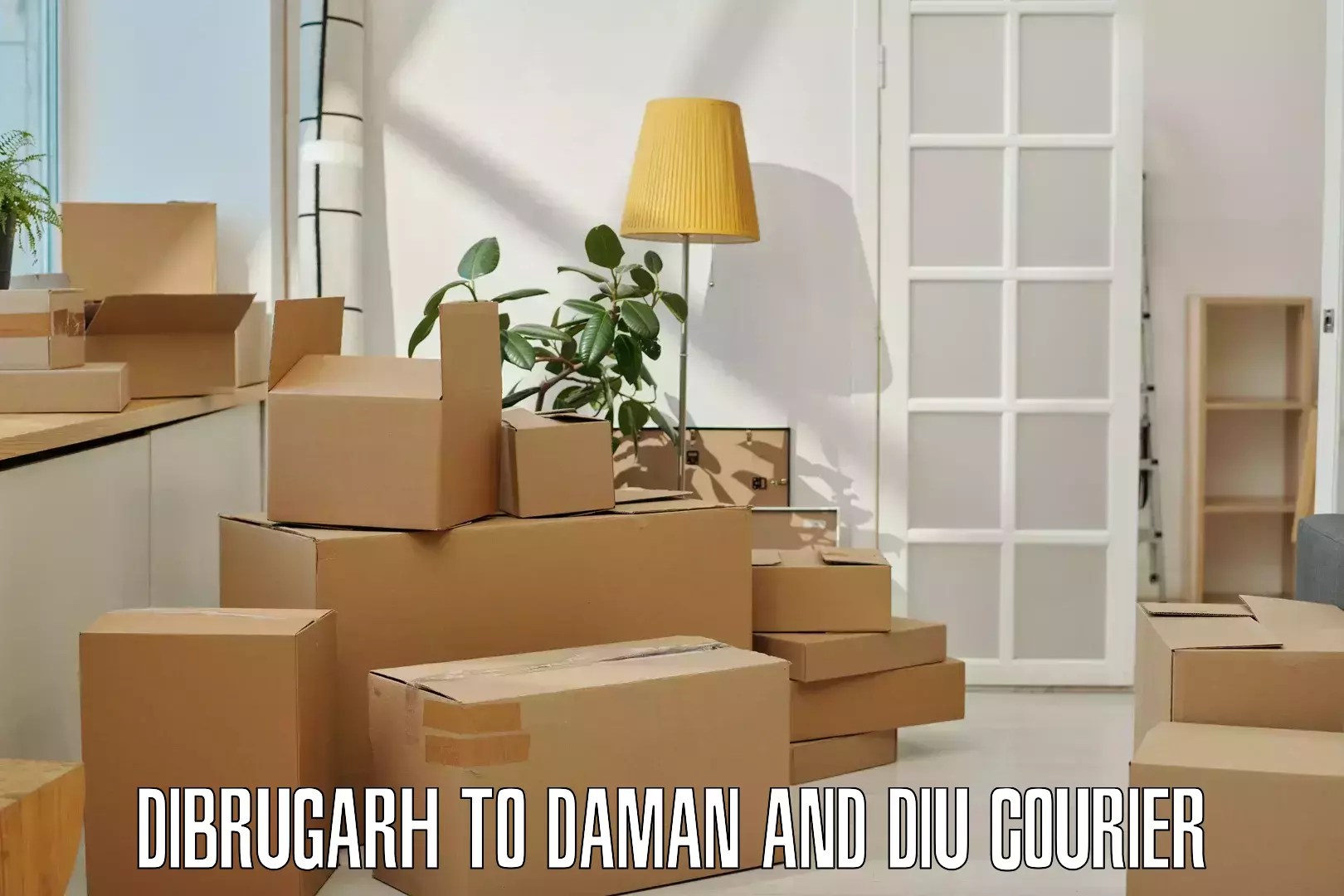 Return courier service Dibrugarh to Diu