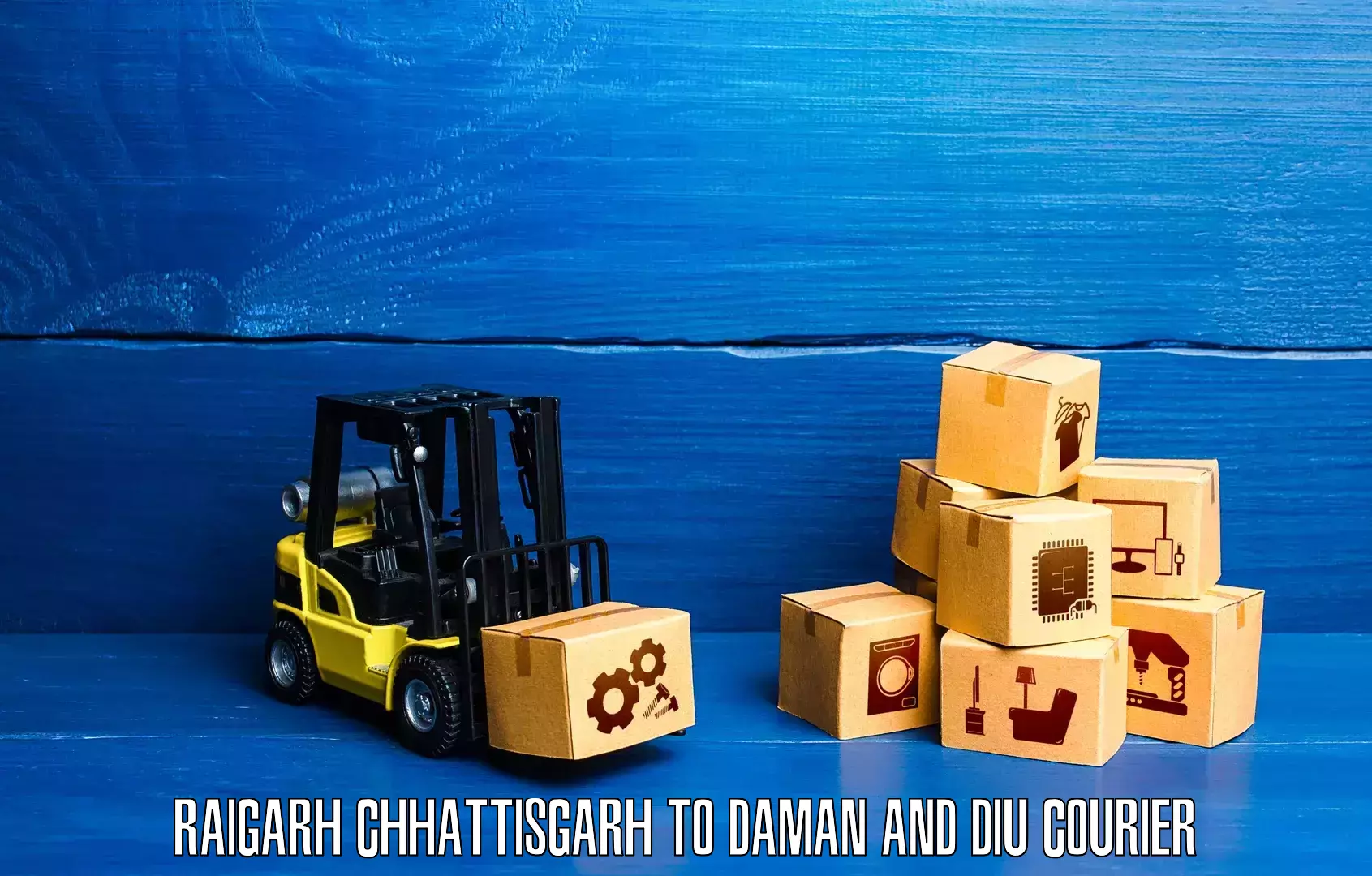 Reliable logistics providers in Raigarh Chhattisgarh to Daman and Diu