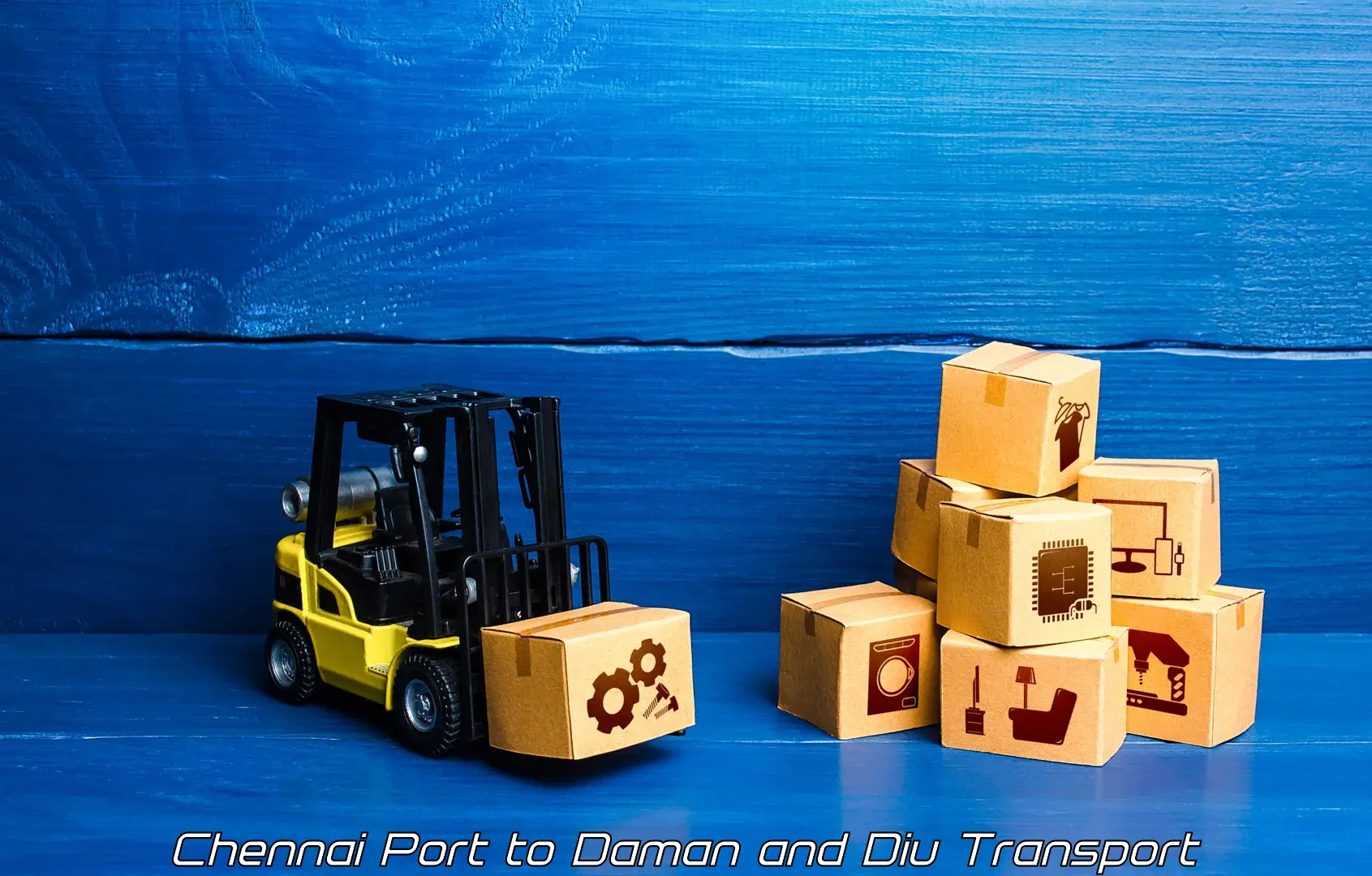 Container transportation services Chennai Port to Daman and Diu